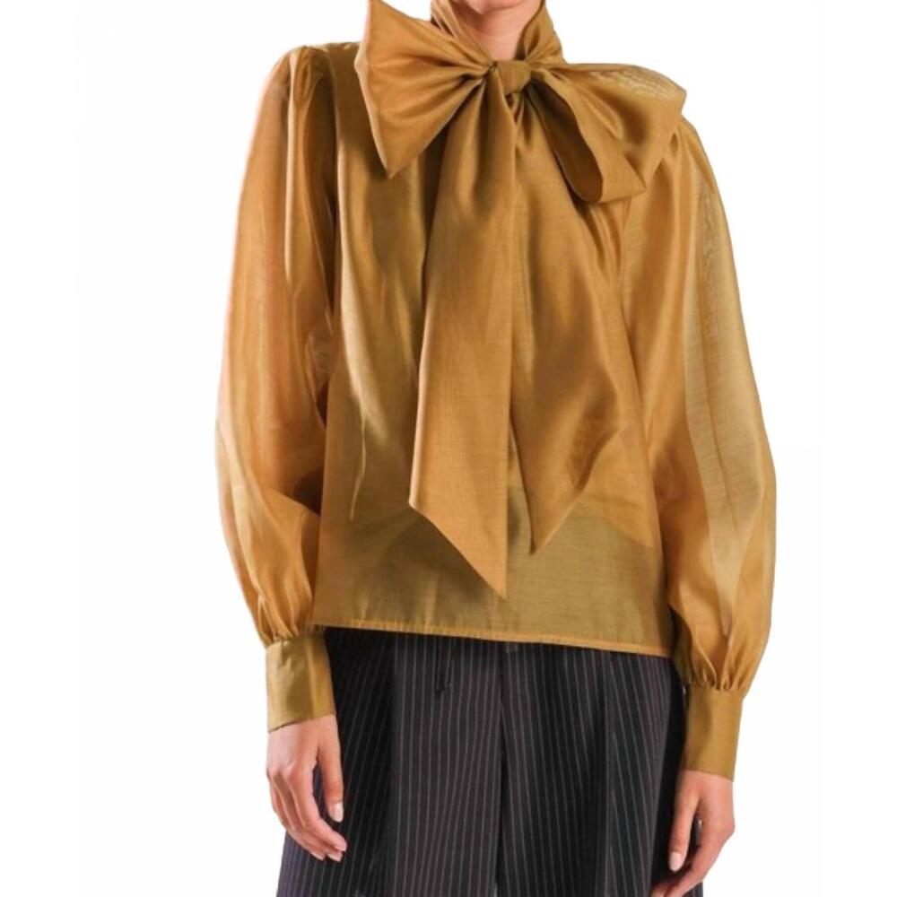 NEW JUPEE long sleeve bow blouse in gold